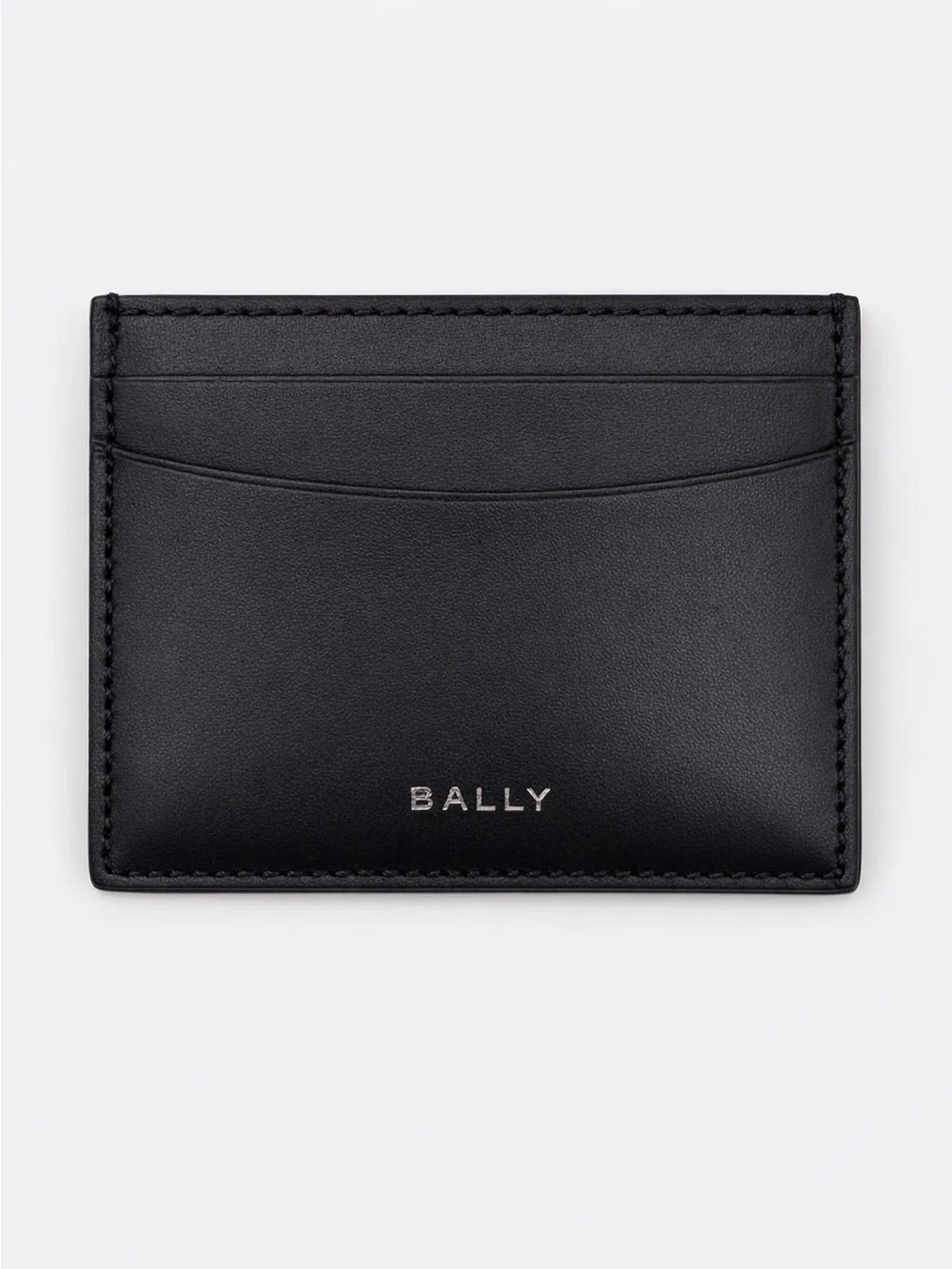 Bally Mens Busy Black Leather Slim Card Case Solid Pattern